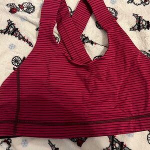 Lululemon Women Hyper Stripe Bordeaux Bumble Berry All Sport Bra Size 10
